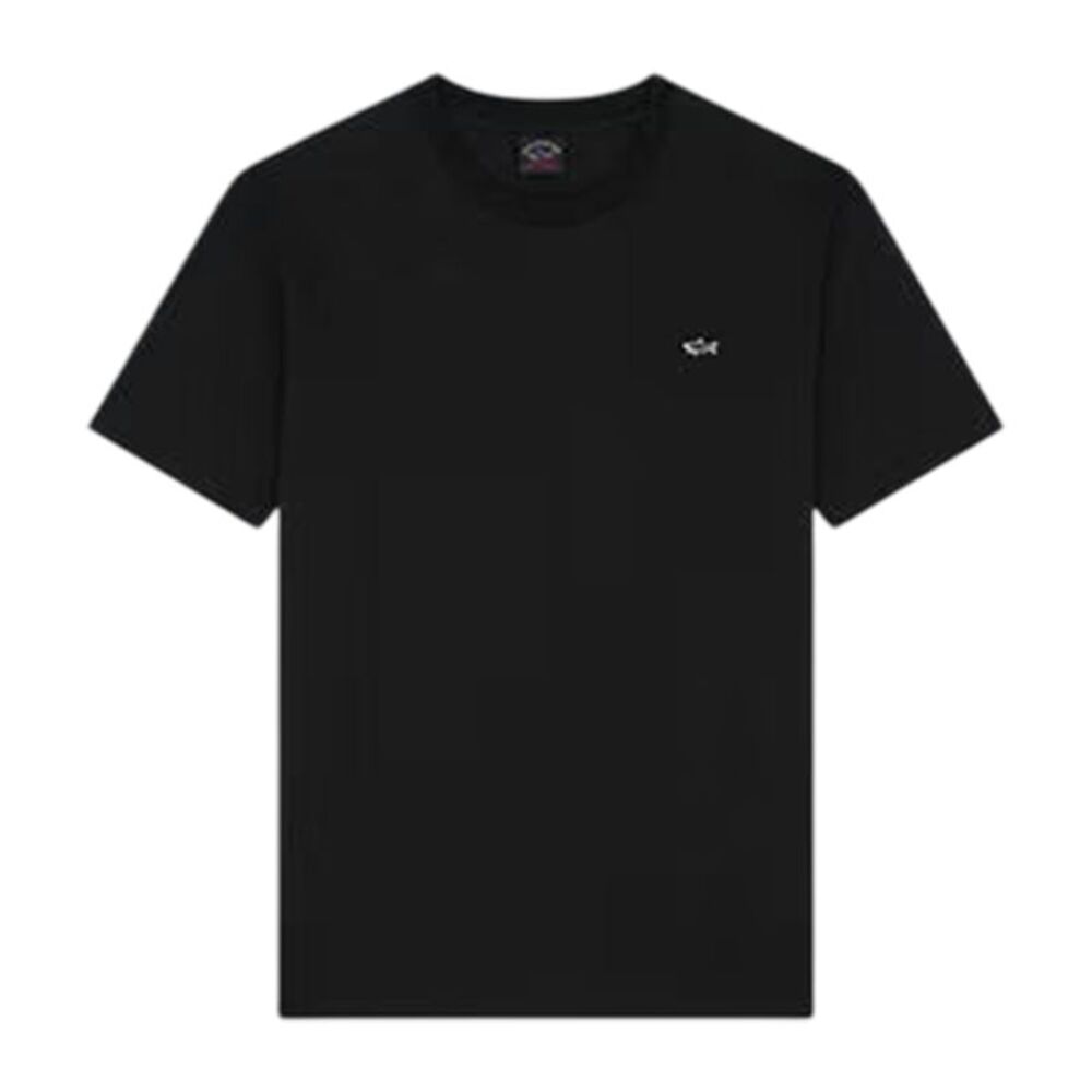 Paul & Shark Mens Button Cotton Crew Neck Regular T-Shirt / Black